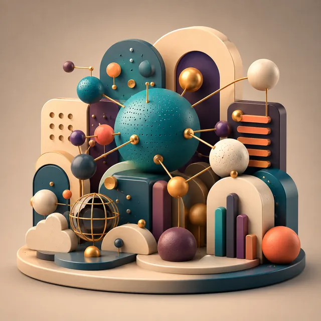 Abstract 3D illustration representing connected signals across the whole site.